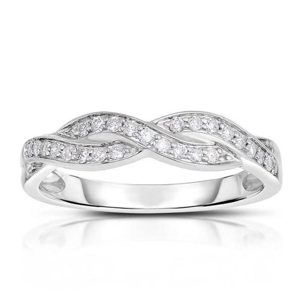 Eloquence 14k White Gold 1/5ct TDW Braided Diamond Ring (H I, I1 I2