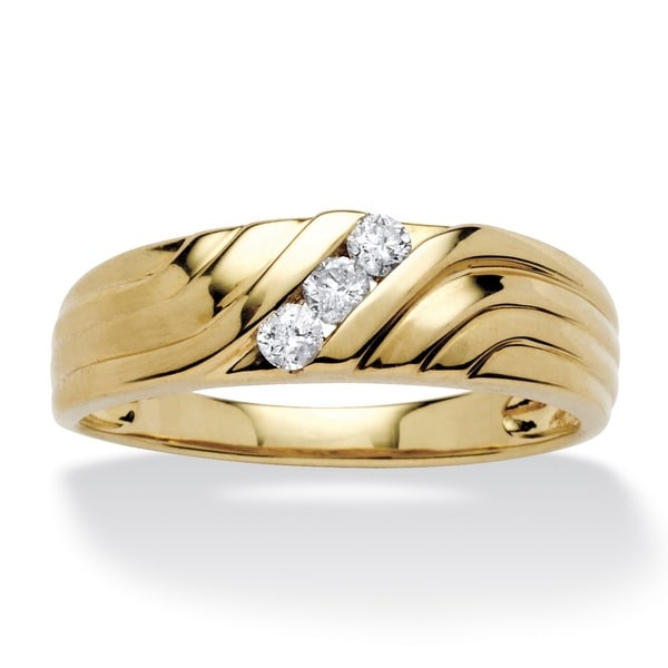 PalmBeach 10k Yellow Gold Mens 1/5ct TDW Diamond Ring (H I, I2 I3