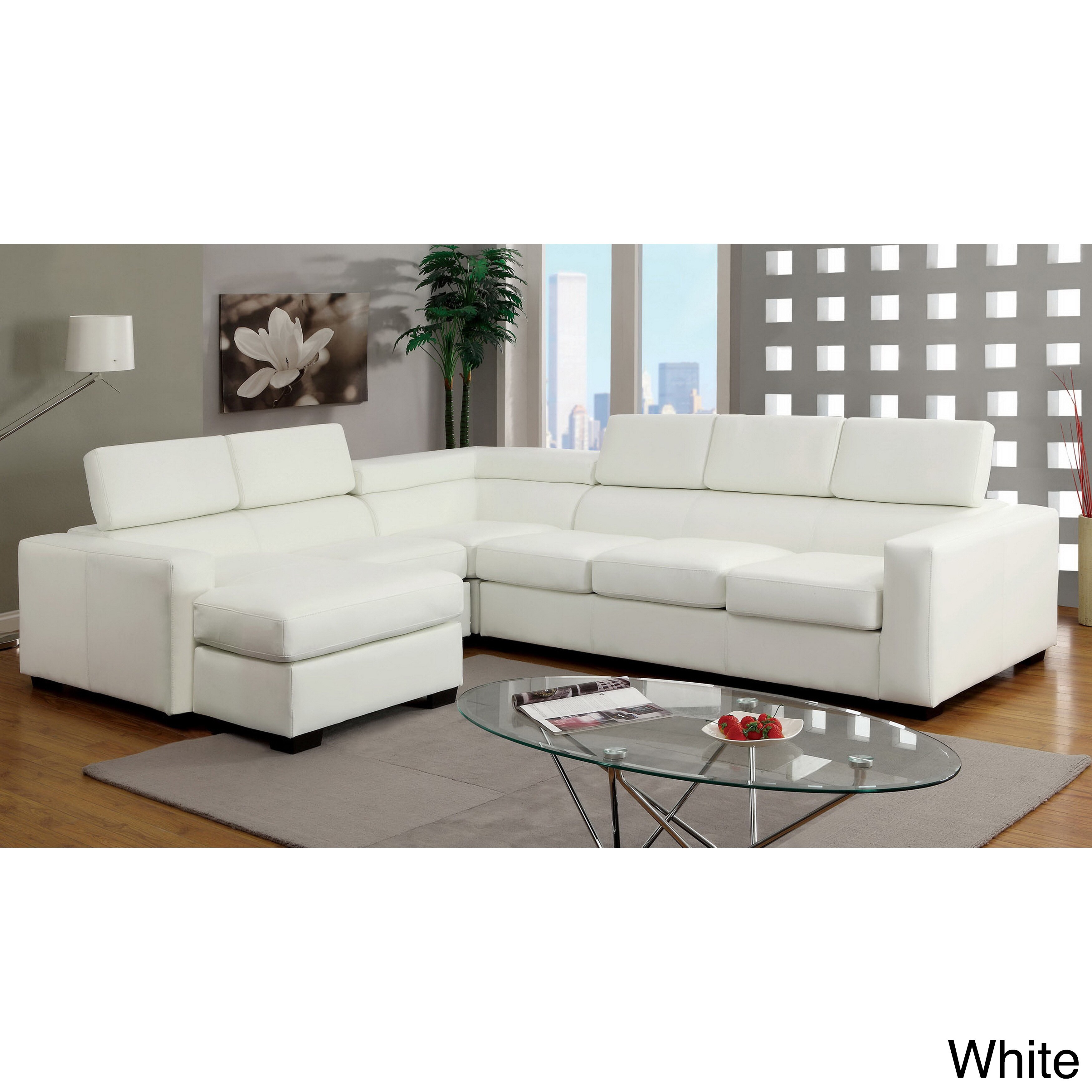 Furniture Of America Serriz 3 piece Bonded Leather Sectional With Optional Chaise