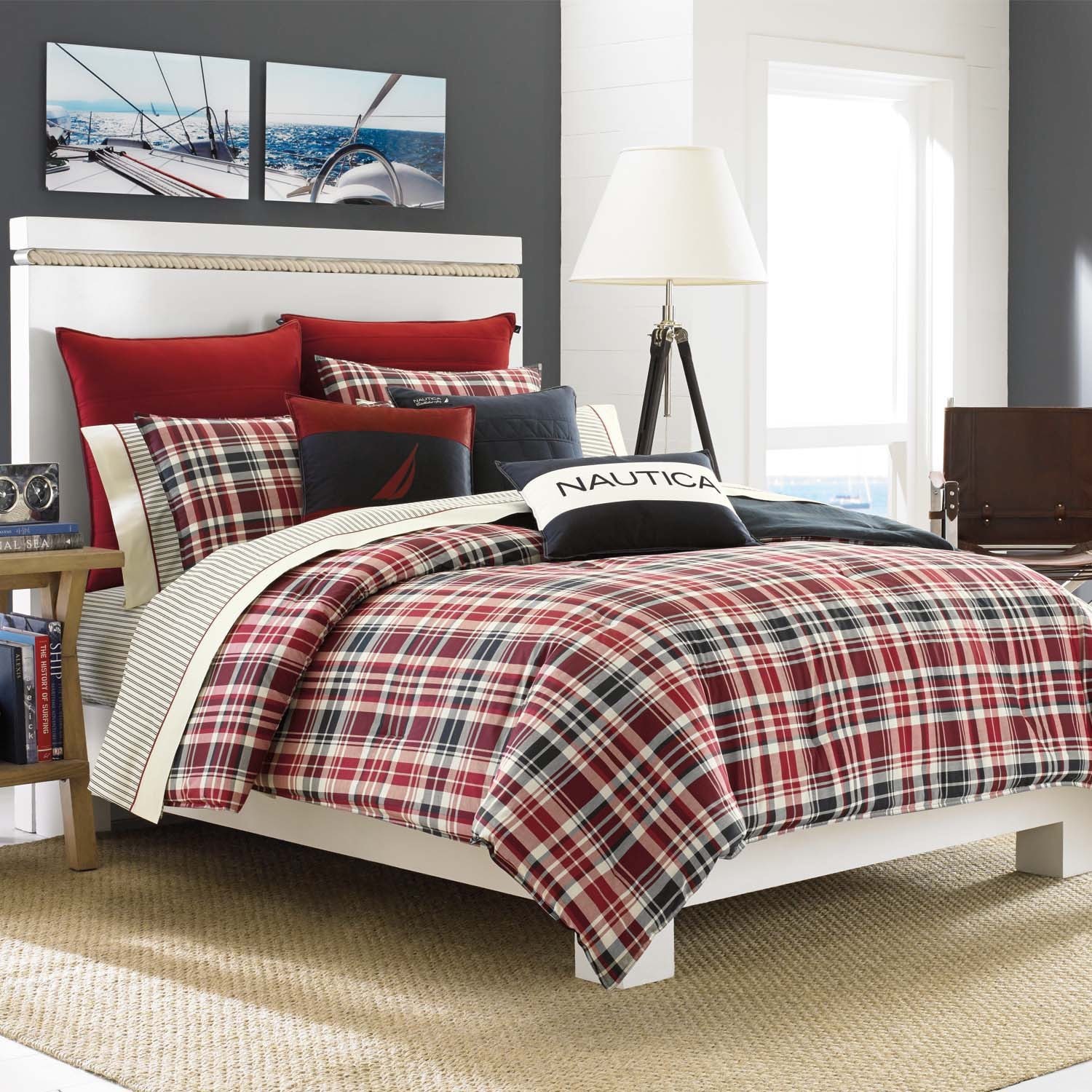 Nautica Mainsail Plaid Reversible Comforter Set With Optional Euro Sham Sold Separately