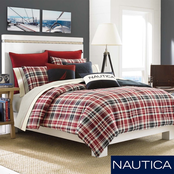 Nautica Mainsail Plaid Reversible Comforter Set with Optional Euro Sham Sold Separately Nautica Comforter Sets