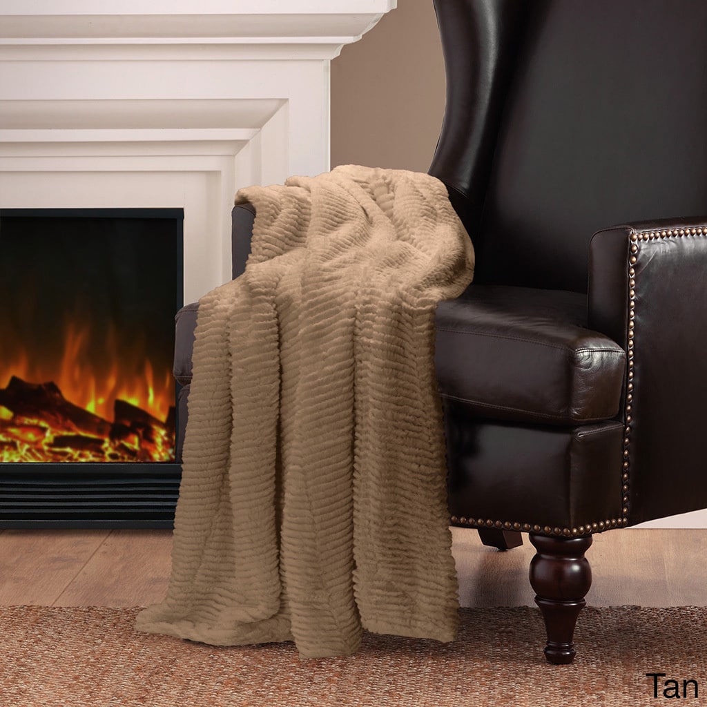 Madison Park Herringbone Long Faux Fur Throw