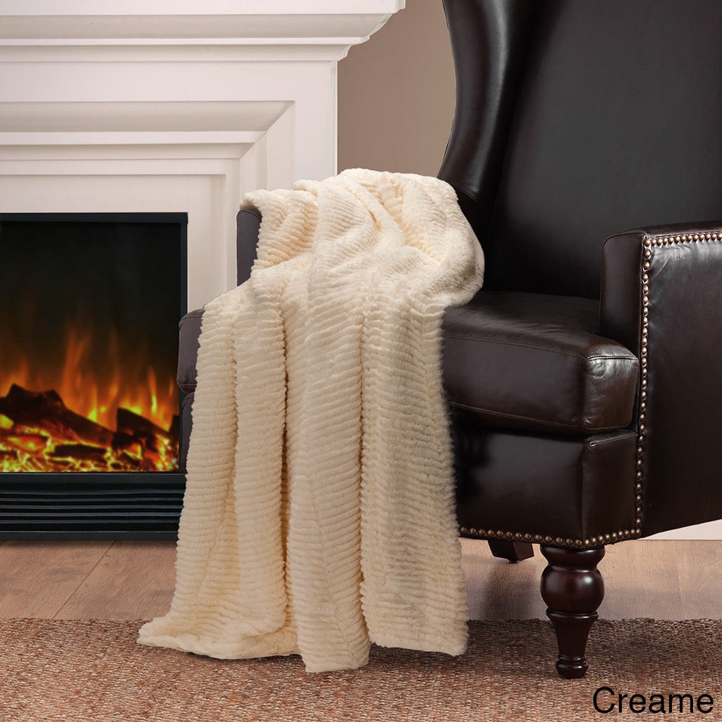 Madison Park Herringbone Long Faux Fur Throw