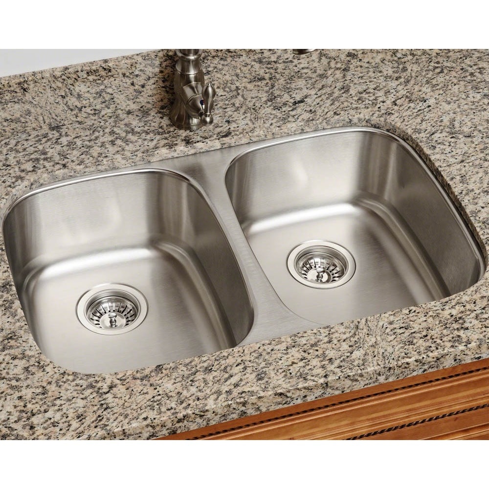 Polaris Sinks P405 16 Equal Double Bowl Stainless Steel Kitchen Sink