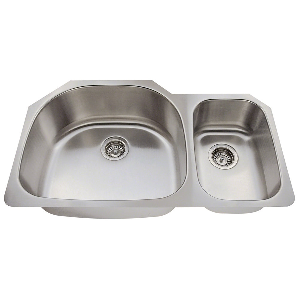 Polaris Sinks P905 18 Offset Double Bowl Stainlses Steel Kitchen Sink