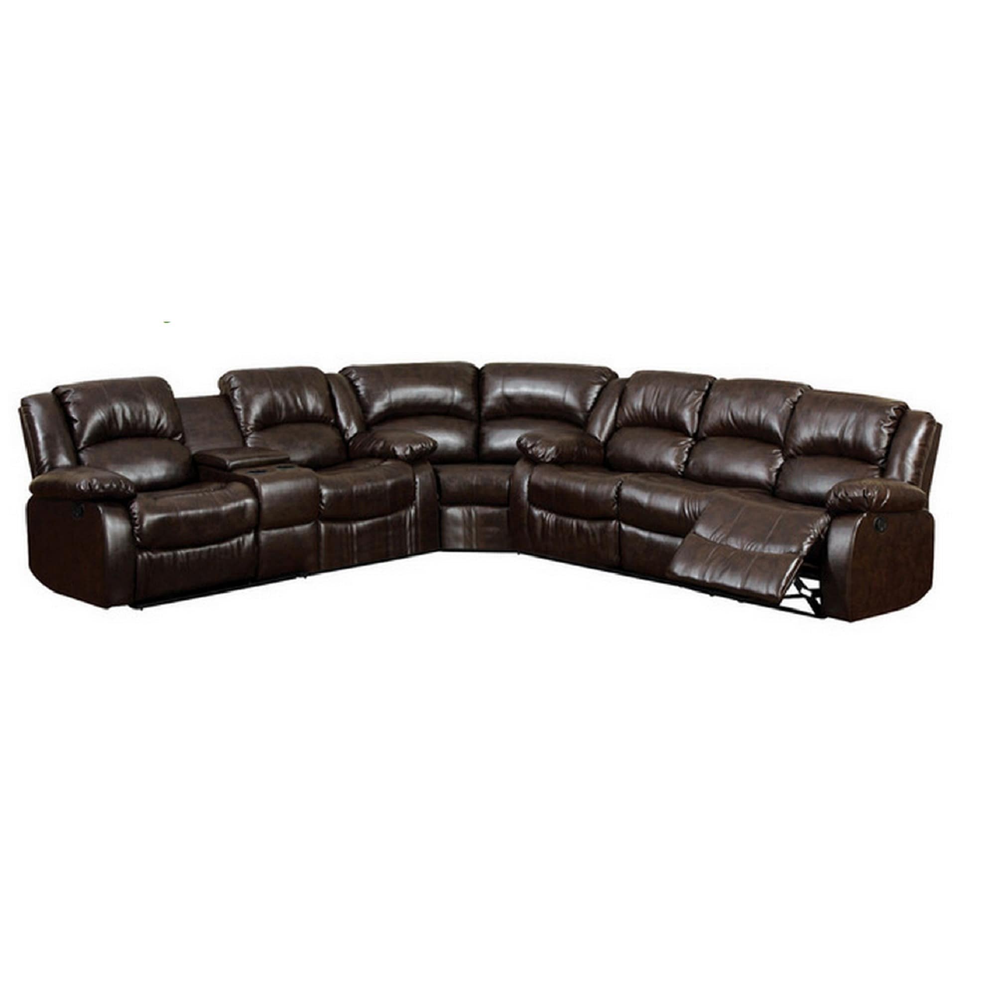 Arans Rustic Brown Bonded Leather Sectional Sofa