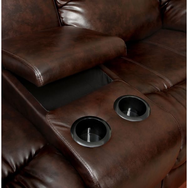 Shop Arans Rustic Brown Bonded Leather Sectional Sofa Free