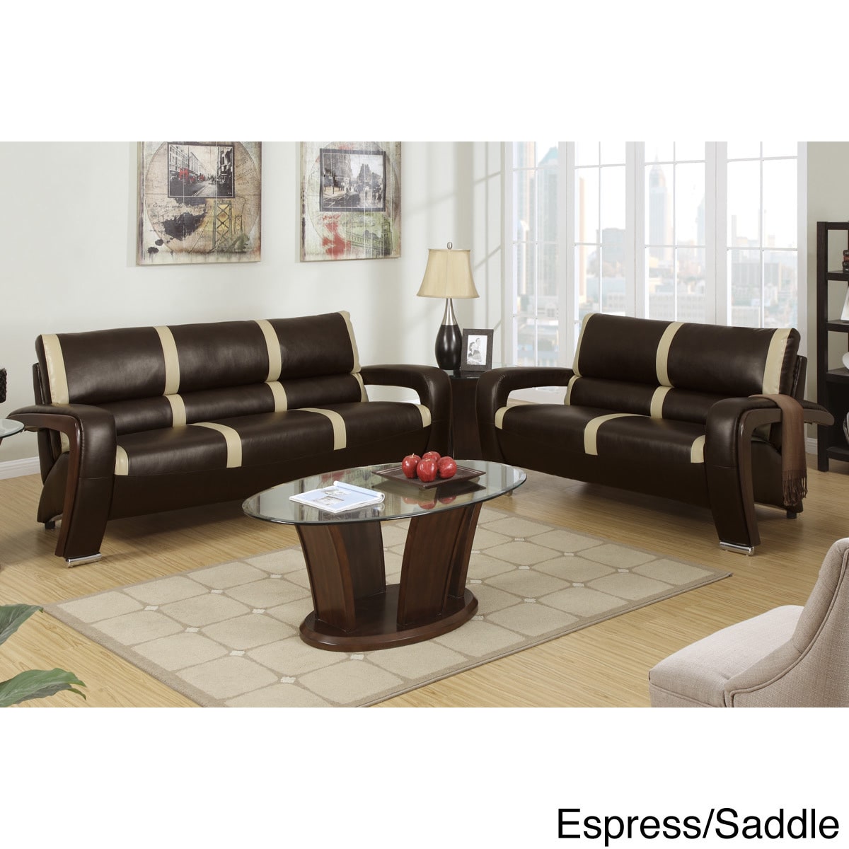 Lanza 2 Pieces Sofa Set Upholstered In Bonded Leather