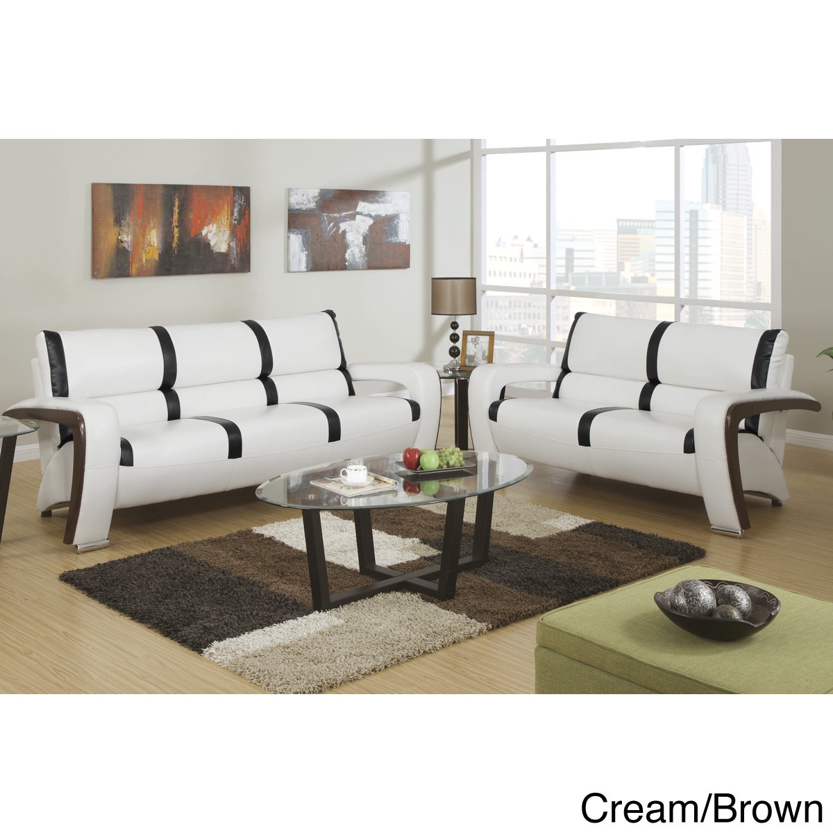 Lanza 2 Pieces Sofa Set Upholstered In Bonded Leather