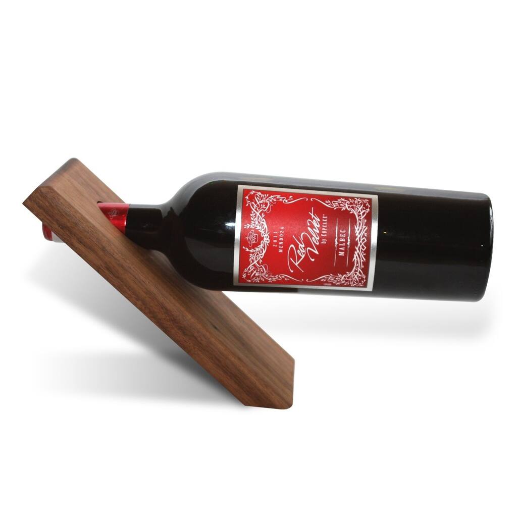 Teak-finished Walnut 1-bottle Balancing Wine Wedge