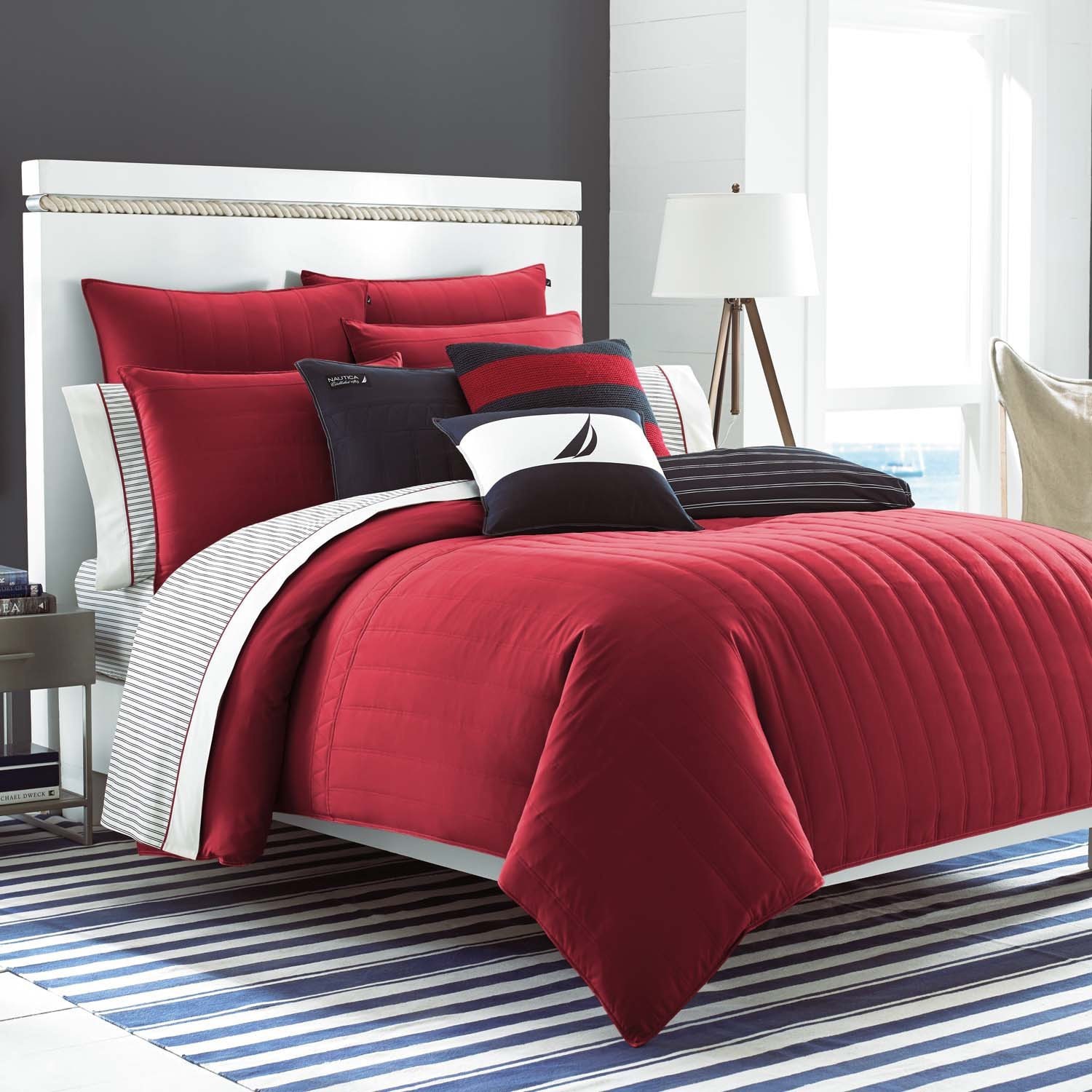 Nautica Mainsail Red Reversible Comforter Set With Optional Euro Sham Sold Separately