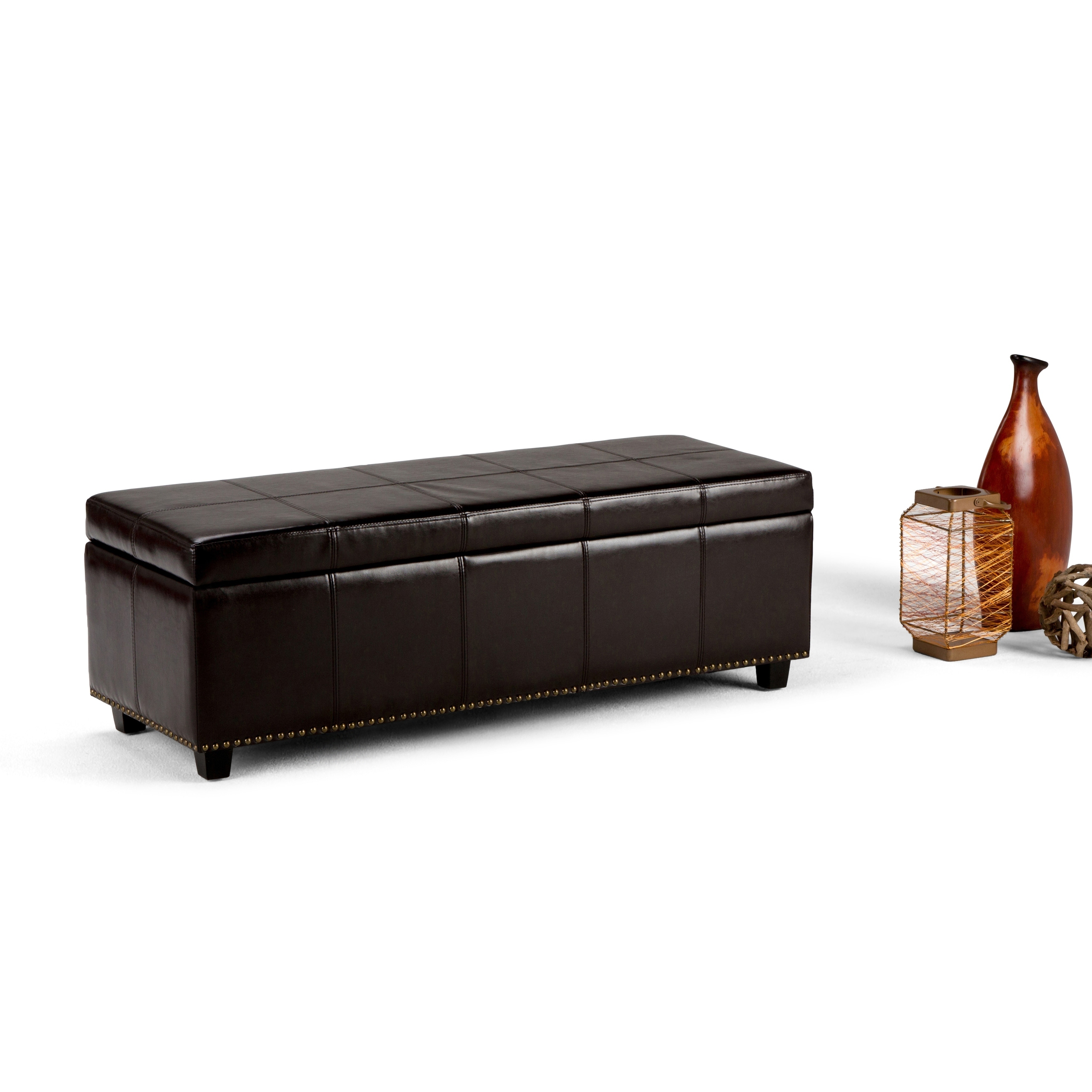 Stanford Collection Dark Brown Bonded Leather Storage Ottoman