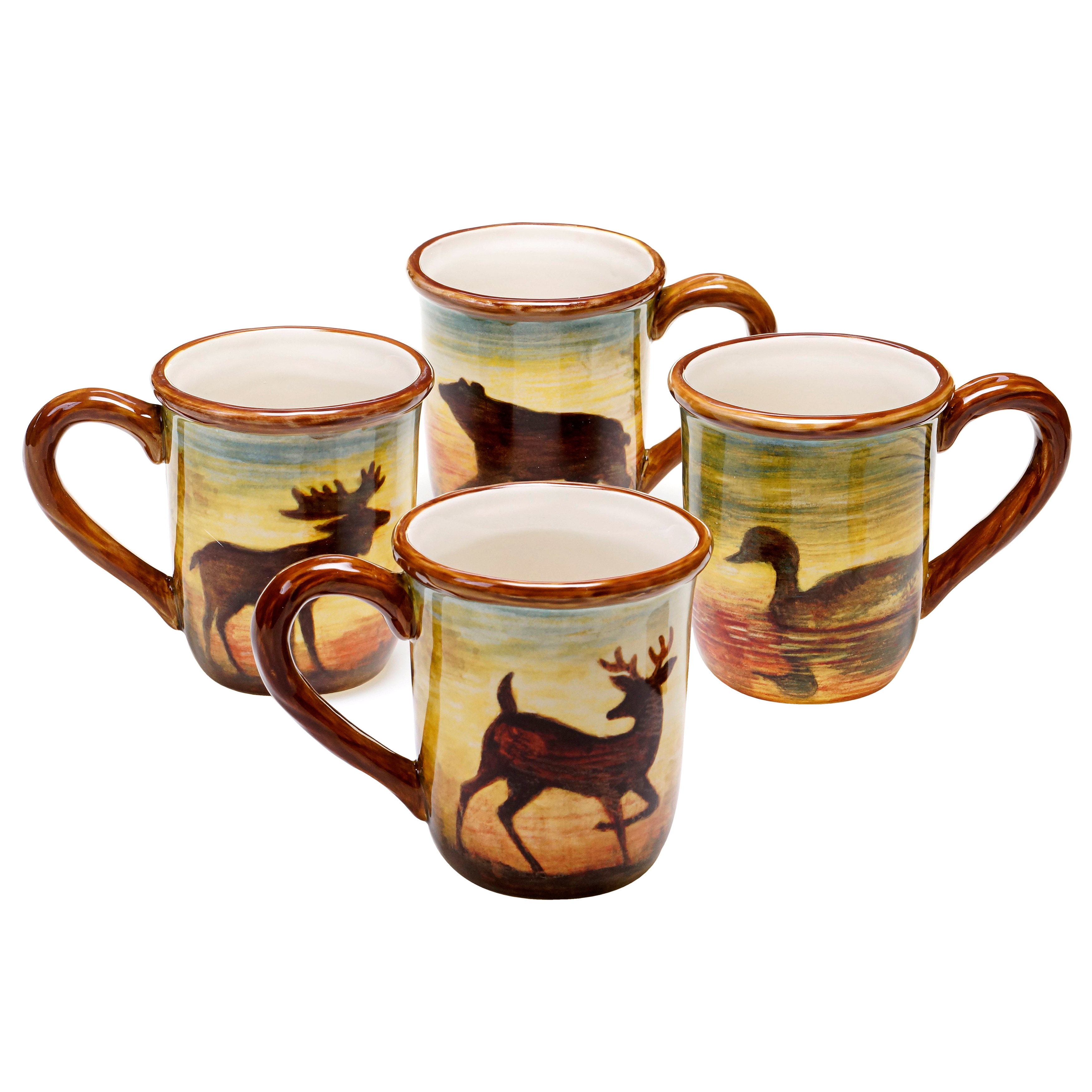 Hand painted Lakeside Lodge 16 ounce Mug (set Of 4)