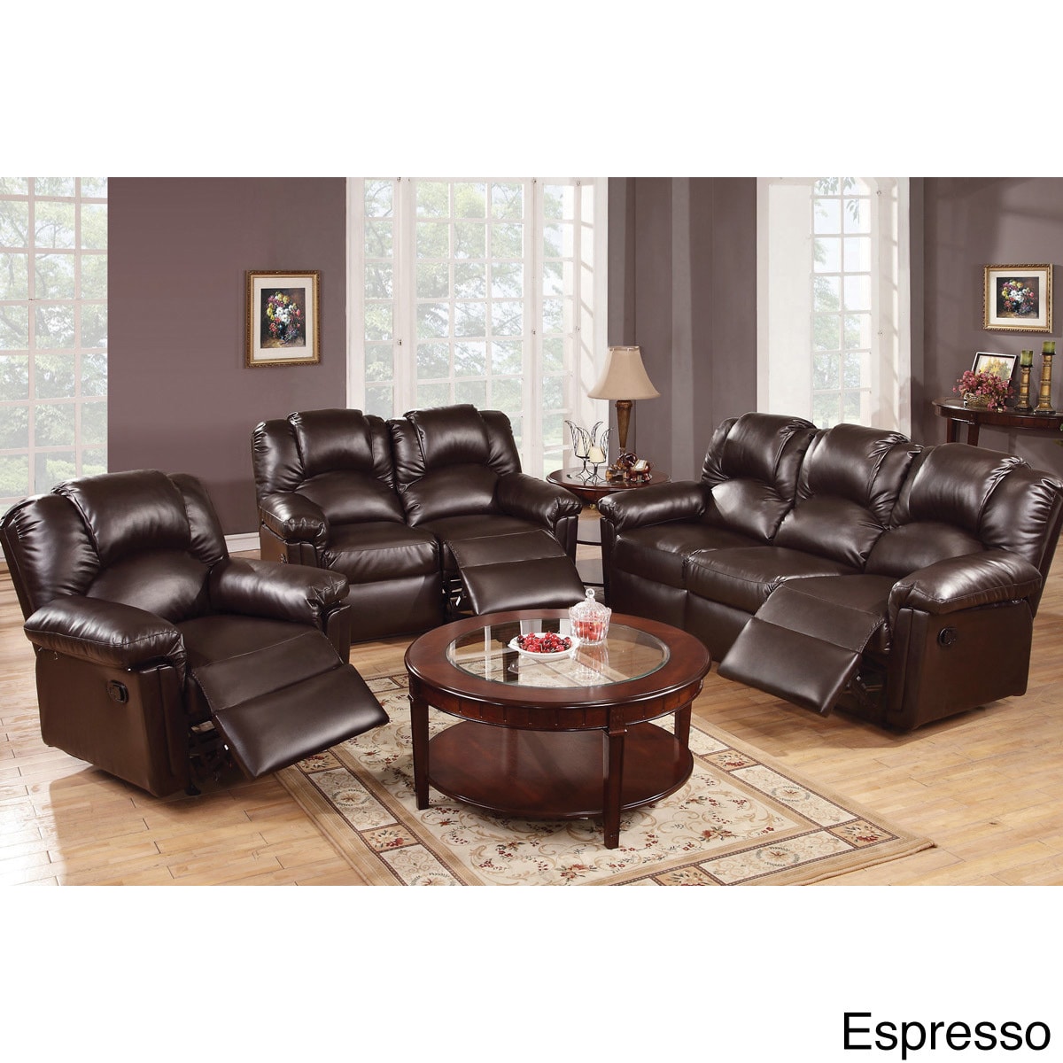 Grenoble Bonded Leather Reclining Living Room Set