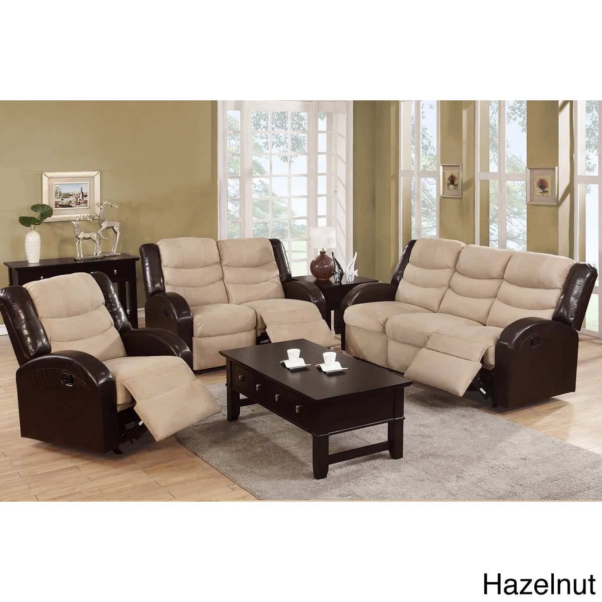 Perpignan Microfiber In Dual Tone Reclining Motion Sofa Set