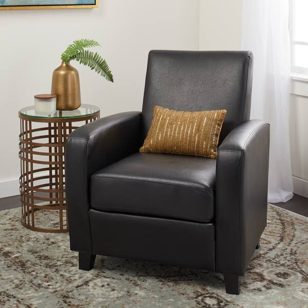Shop Abbyson Mercer Black Bonded Leather Club Chair On Sale