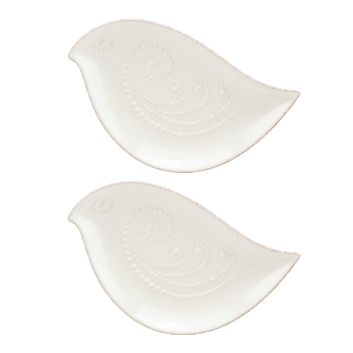 French Perle White 2 piece Bird Tidbit Plate Set