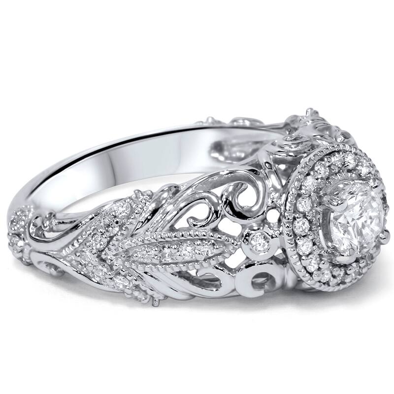 14k White Gold 3/4ct TDW Vintage Diamond Ring