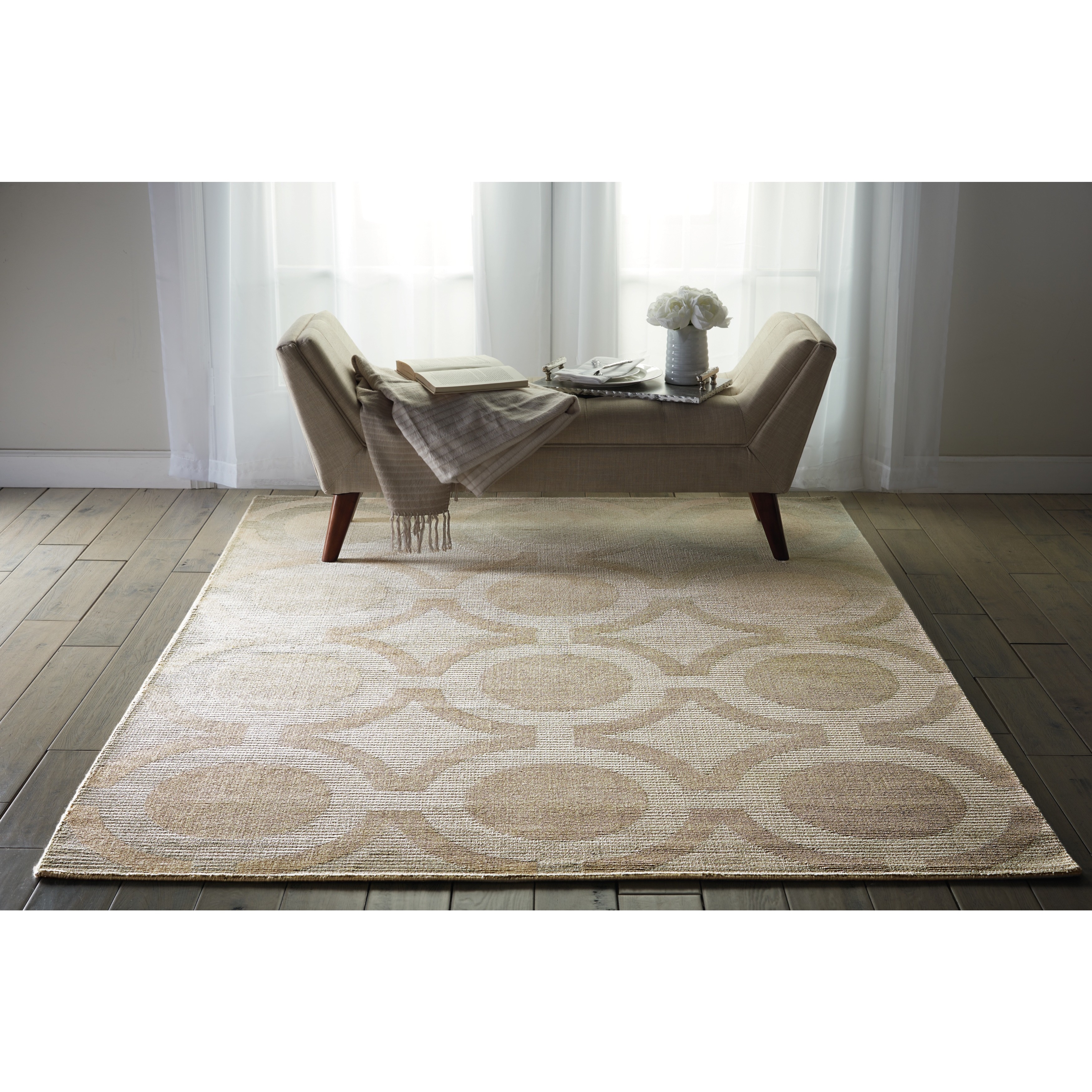 Nourison Luminance Cream Grey Rug (35 X 55)