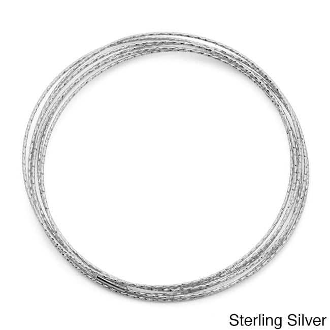 Sterling Silver Shiny High Policed Slip-on Stackable Bangle Bracelet 2mm 