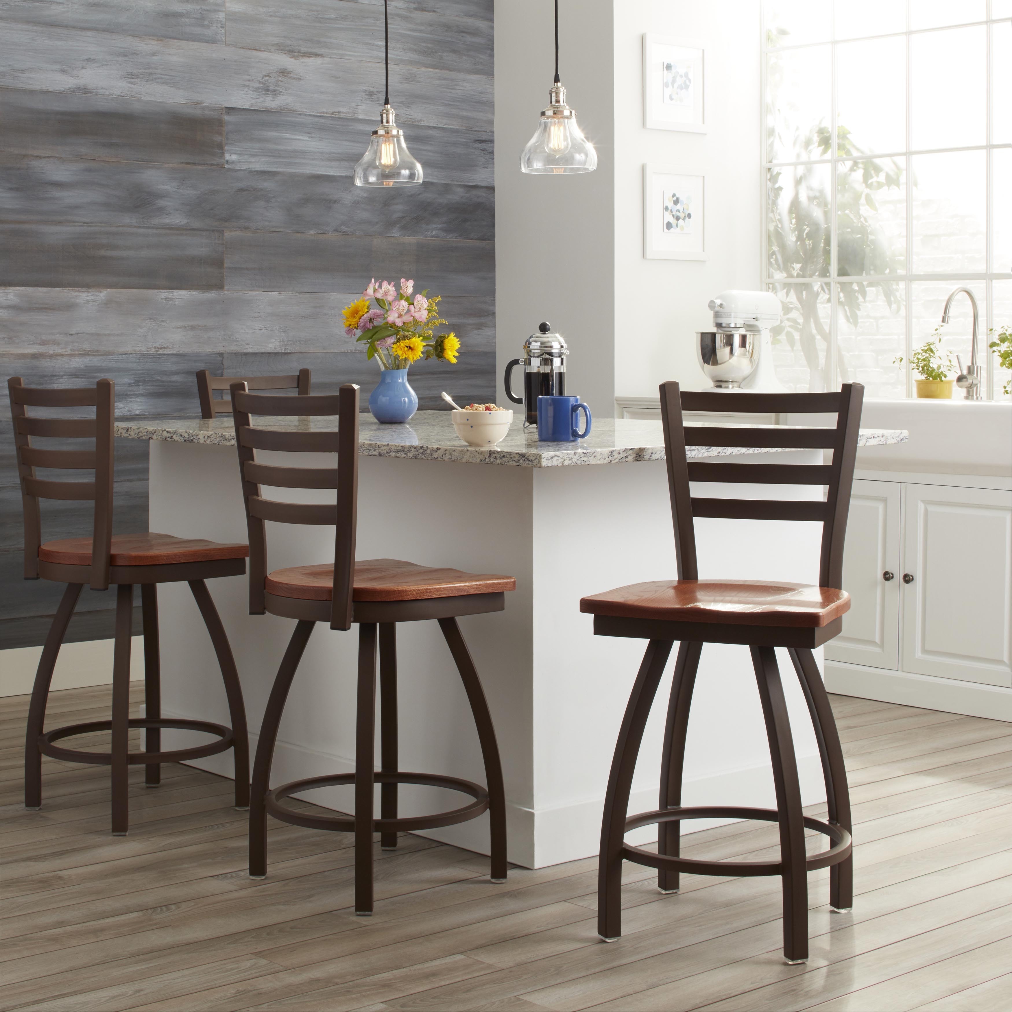 Steel Frame And Oak Counter Stool
