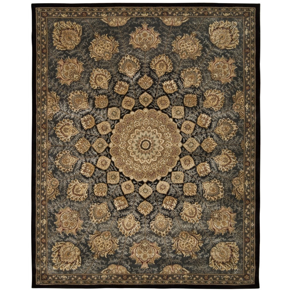 Nourison 2000 Floral Black Rug (79 X 99)