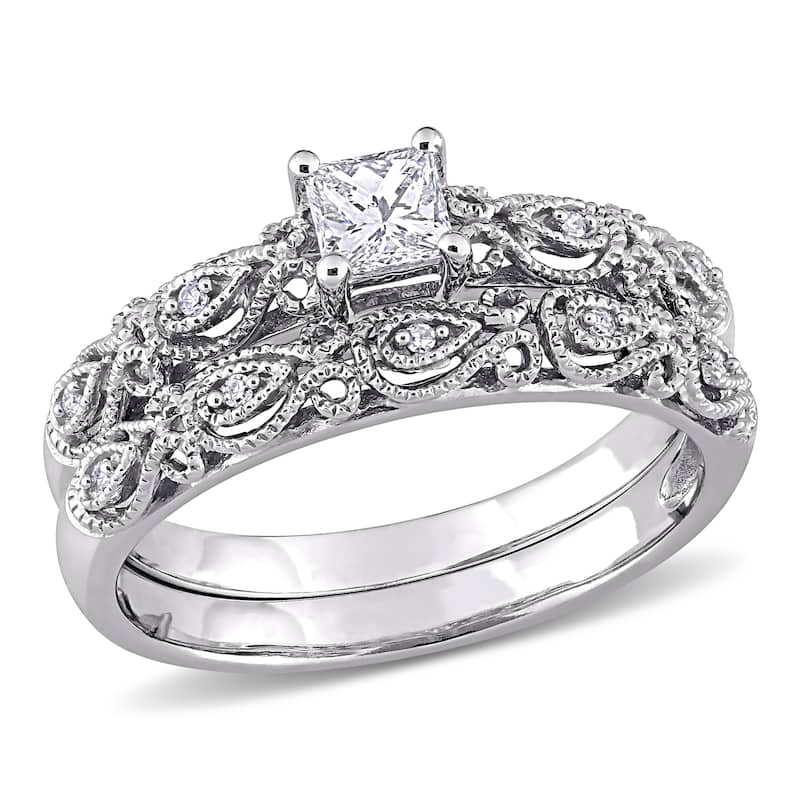 Miadora Sterling Silver 1/2ct TDW Diamond Bridal Ring Set (G-H, I2-I3)