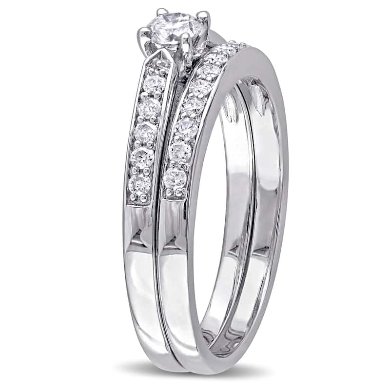 Miadora Sterling Silver 1/2ct TDW Diamond Bridal Ring Set (G-H, I2-I3)