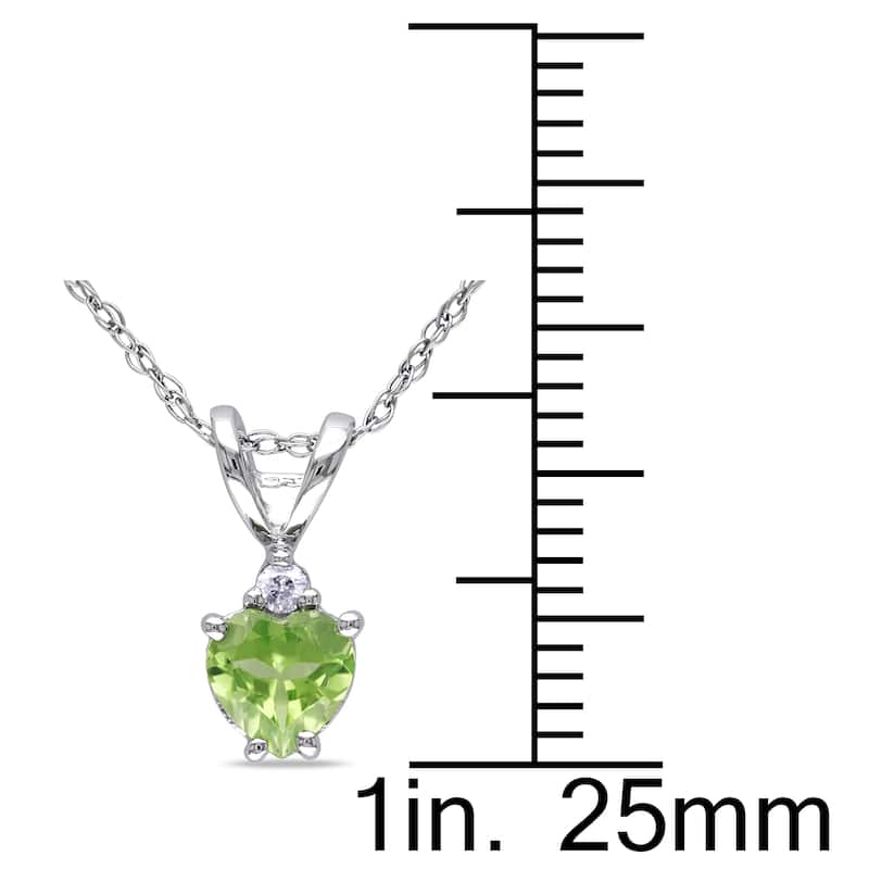 Miadora 10k White Gold Peridot and Diamond Accent Heart Necklace