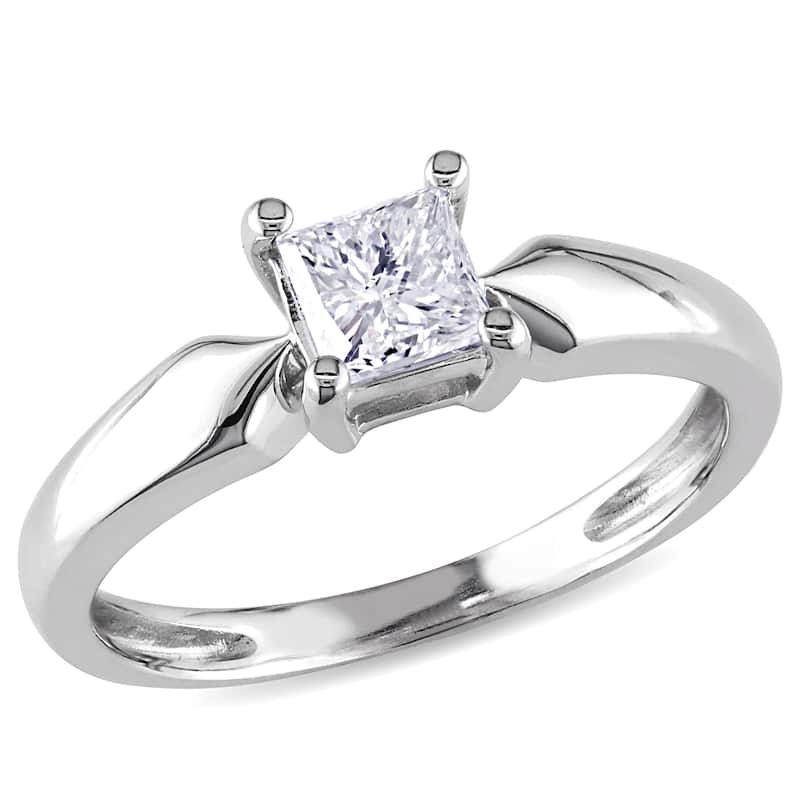 Miadora 14k White Gold 1/2ct TDW Diamond Solitaire Ring (J-K, I2-I3) - 8.5