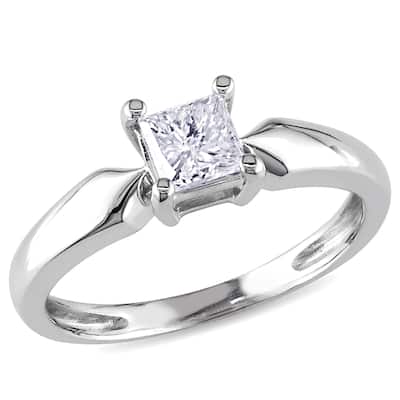 Miadora 14k White Gold 1/2ct TDW Diamond Solitaire Ring (J-K, I2-I3)