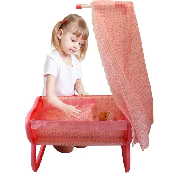 DimpleChild Pink Princess Baby 3-piece Doll, Cradle and Canopy Set