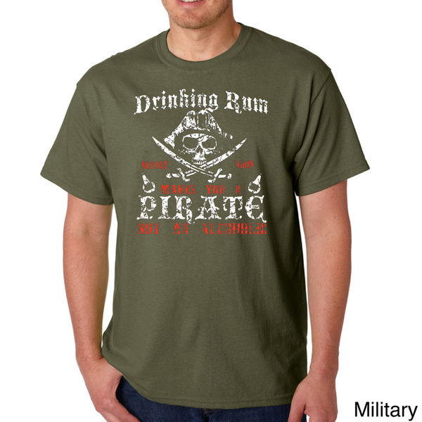 Men's Rum Drinking Pirate T shirt Los Angeles Pop Art Casual Shirts