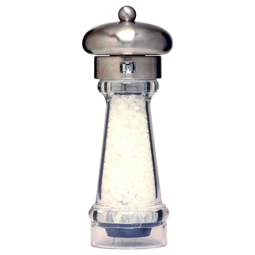Brushed Stainless Steel and Acrylic Sea Salt Mill