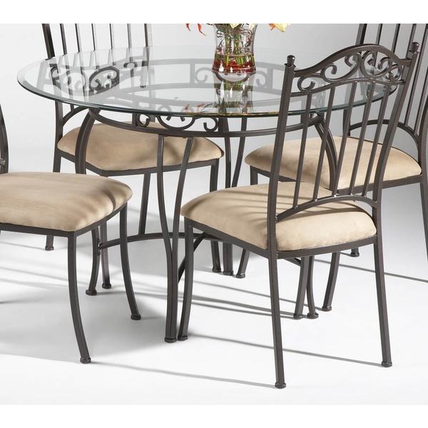 Shop Somette Round Wrought Iron Glass Top Dining Table - Free Shipping