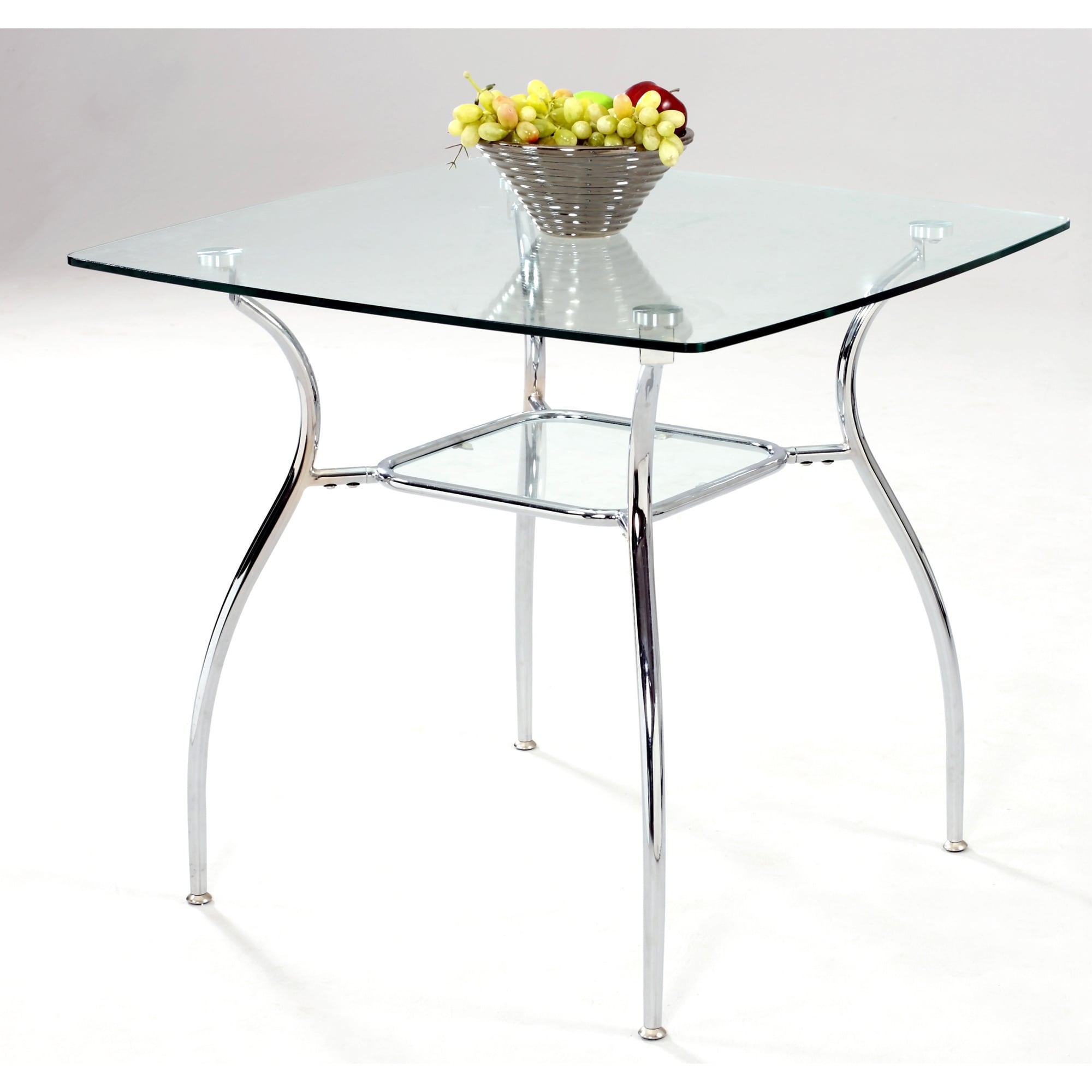 Square Glass Top Metal Dining Table