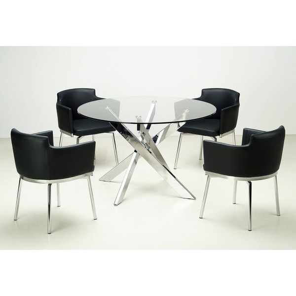 4 seater round glass dining table