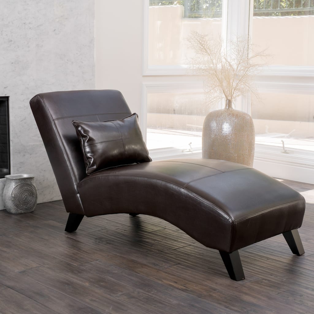 Charlotte Brown Bonded Leather Chaise Lounge by Christopher Knight Home
