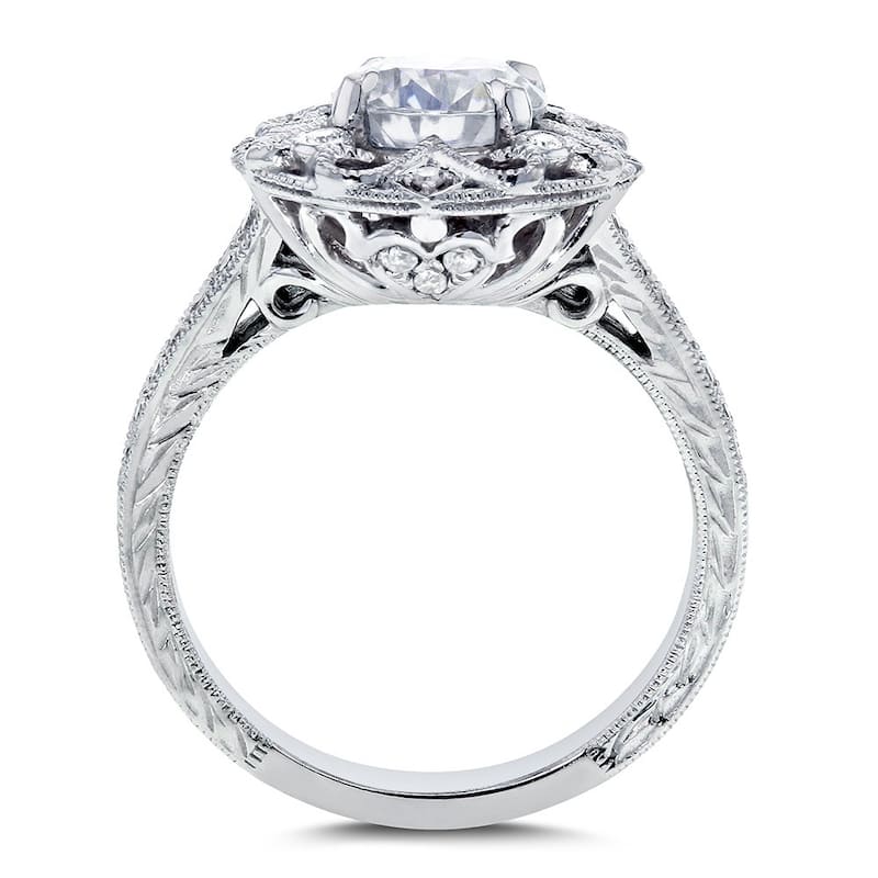 Annello by Kobelli 14k White Gold 1 1/5ct TDW Round-cut Diamond Edwardian Antique Engagement Ring