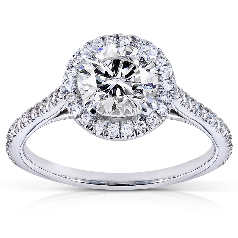 Annello by Kobelli 14k White Gold 1 1/4ct TDW Round-cut Diamond Halo Engagement Ring - 4