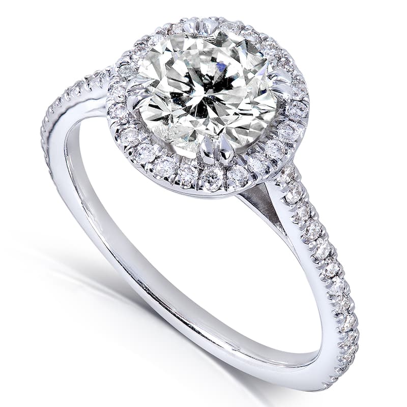 Annello by Kobelli 14k White Gold 1 1/4ct TDW Round-cut Diamond Halo Engagement Ring