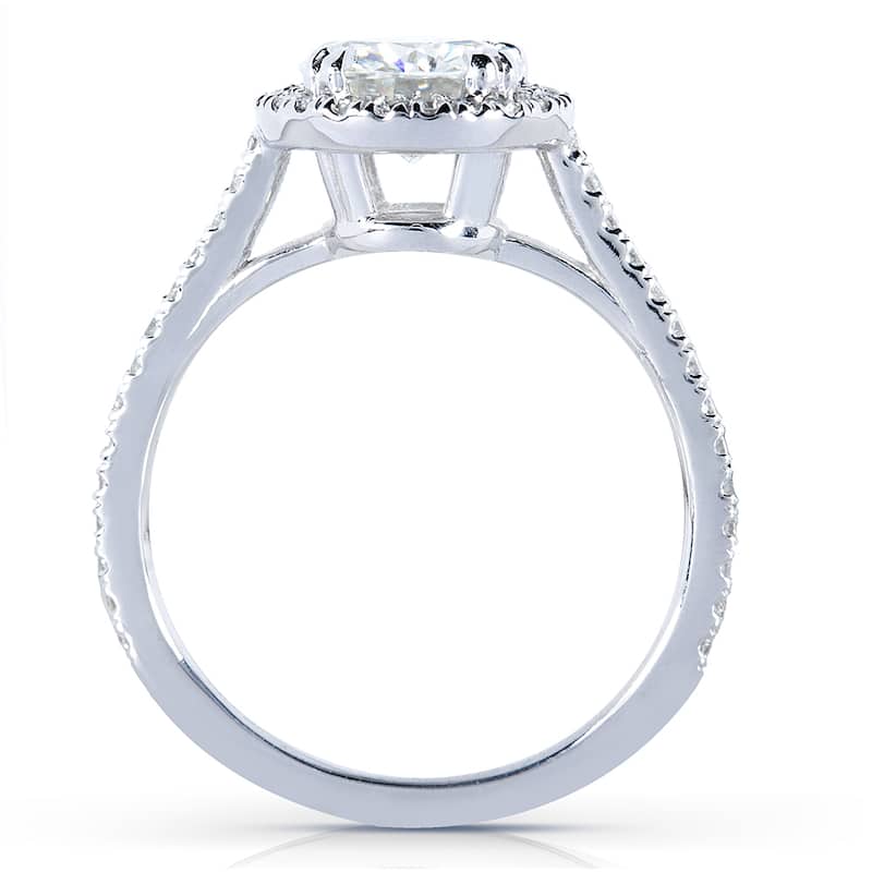 Annello by Kobelli 14k White Gold 1 1/4ct TDW Round-cut Diamond Halo Engagement Ring