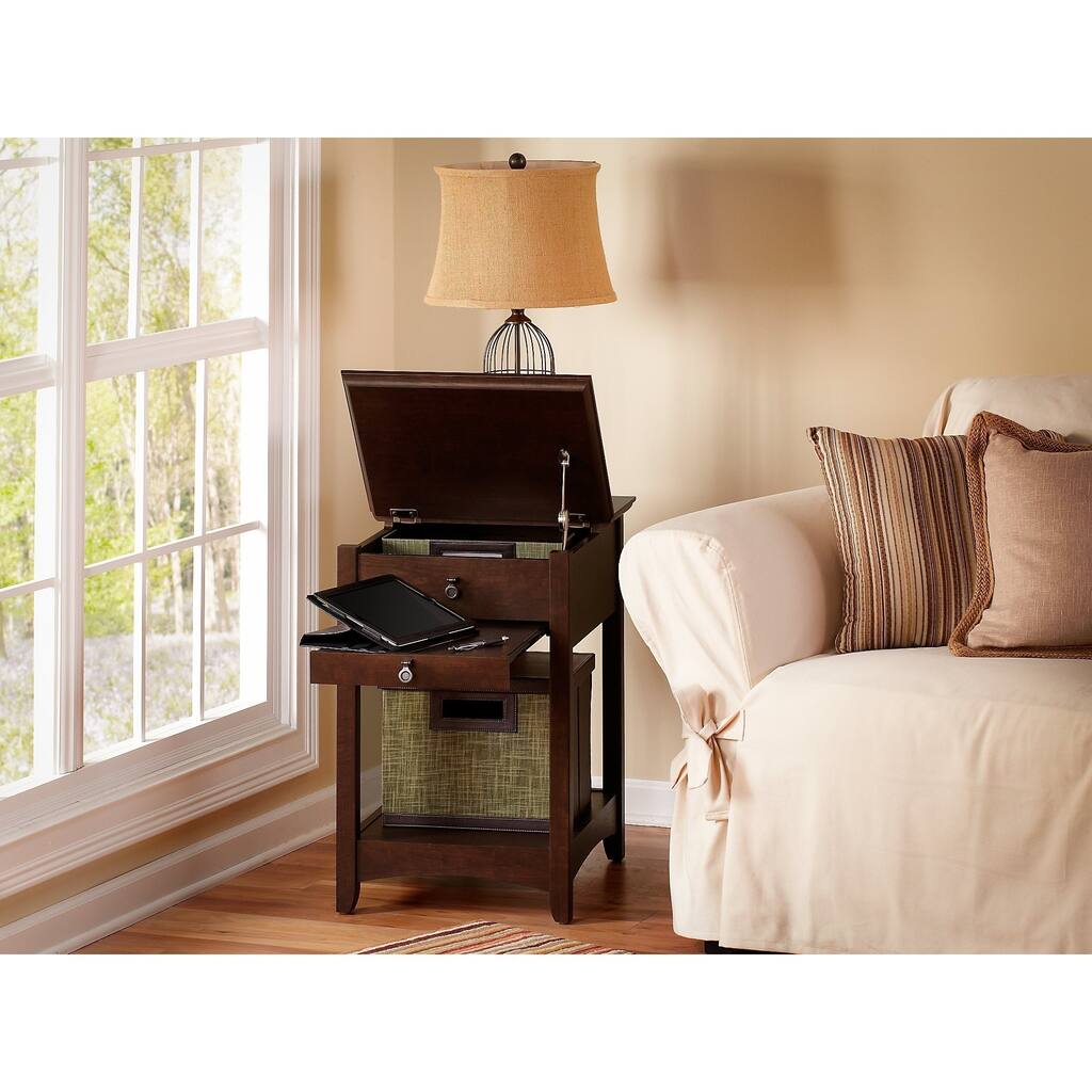 Bush Furniture Buena Vista Laptop End Table in Madison Cherry