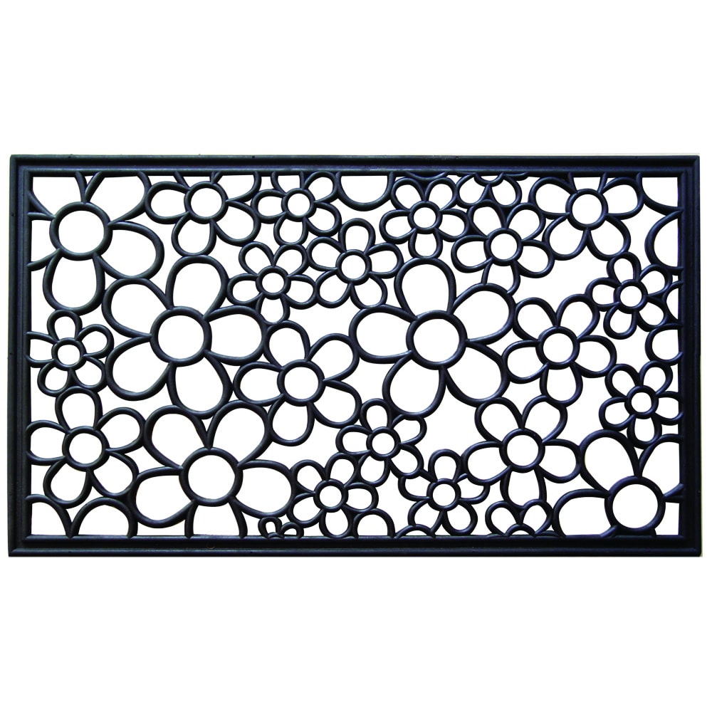 Daisies Black Recycled Door Mat (16 X 26)