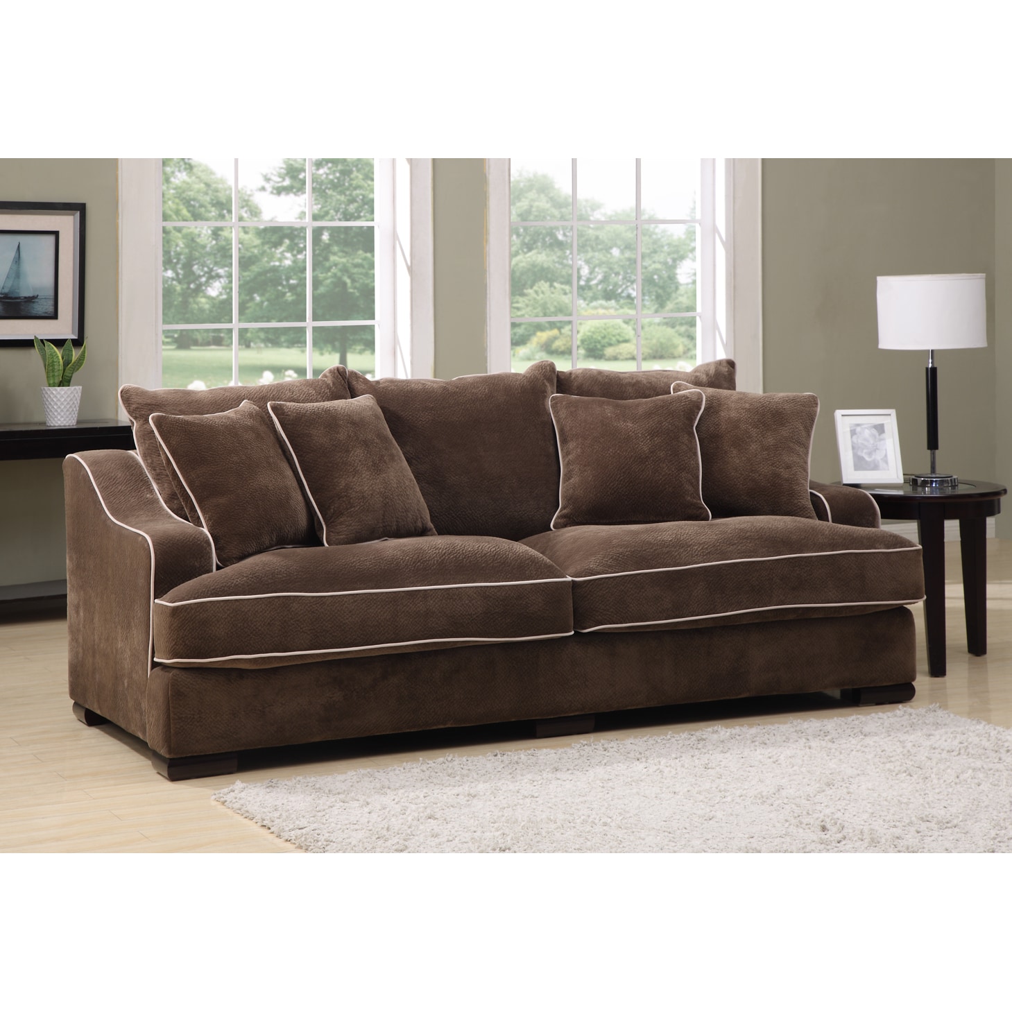 Emerald Caresse Mocha Down Filled Sofa