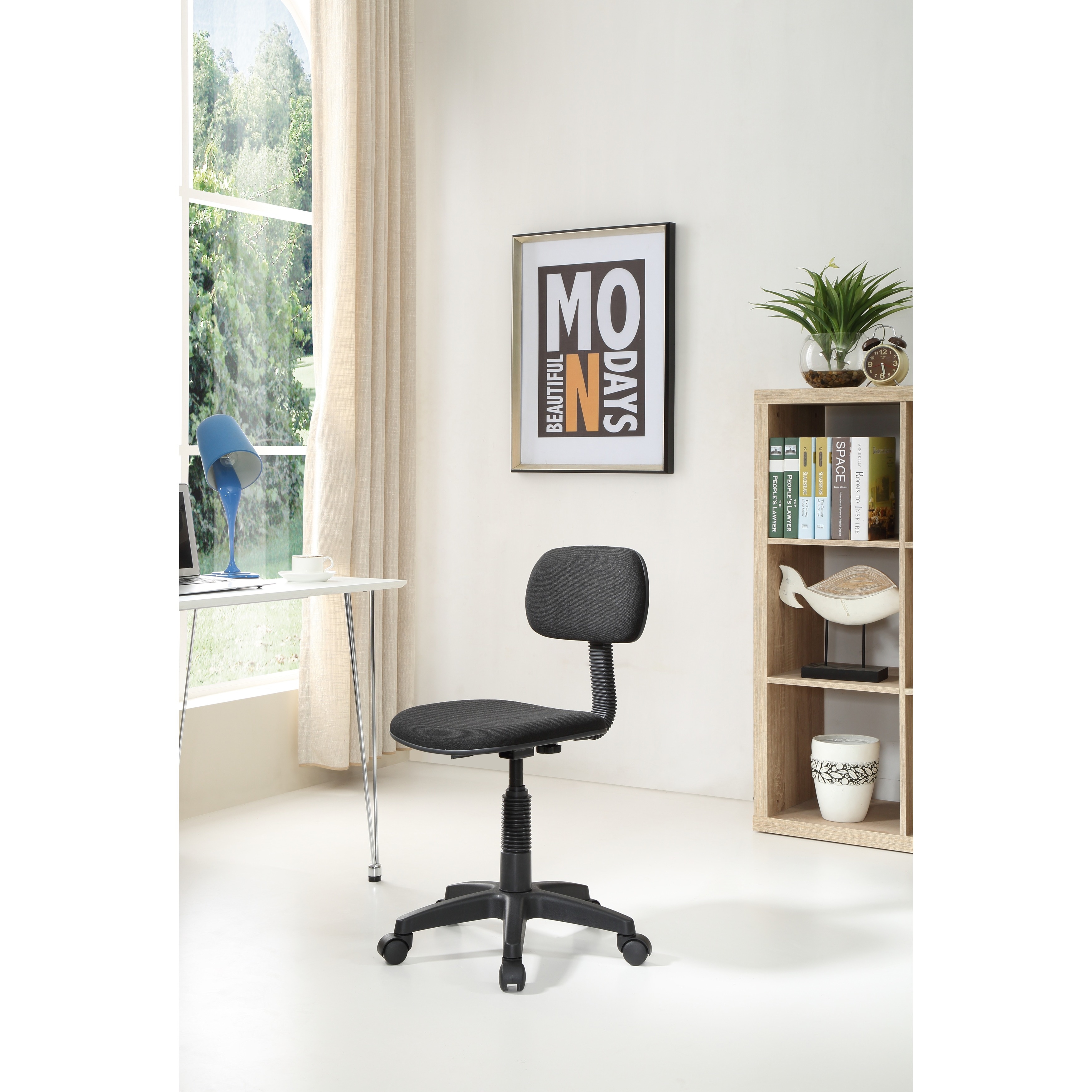 Black Mid size Back Armless Rolling Task Chair