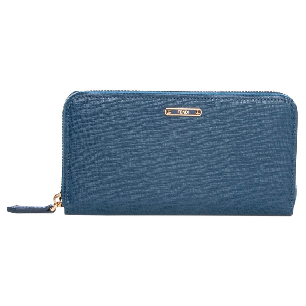 Fendi Crayons Cobalt Leather Zip around Wallet