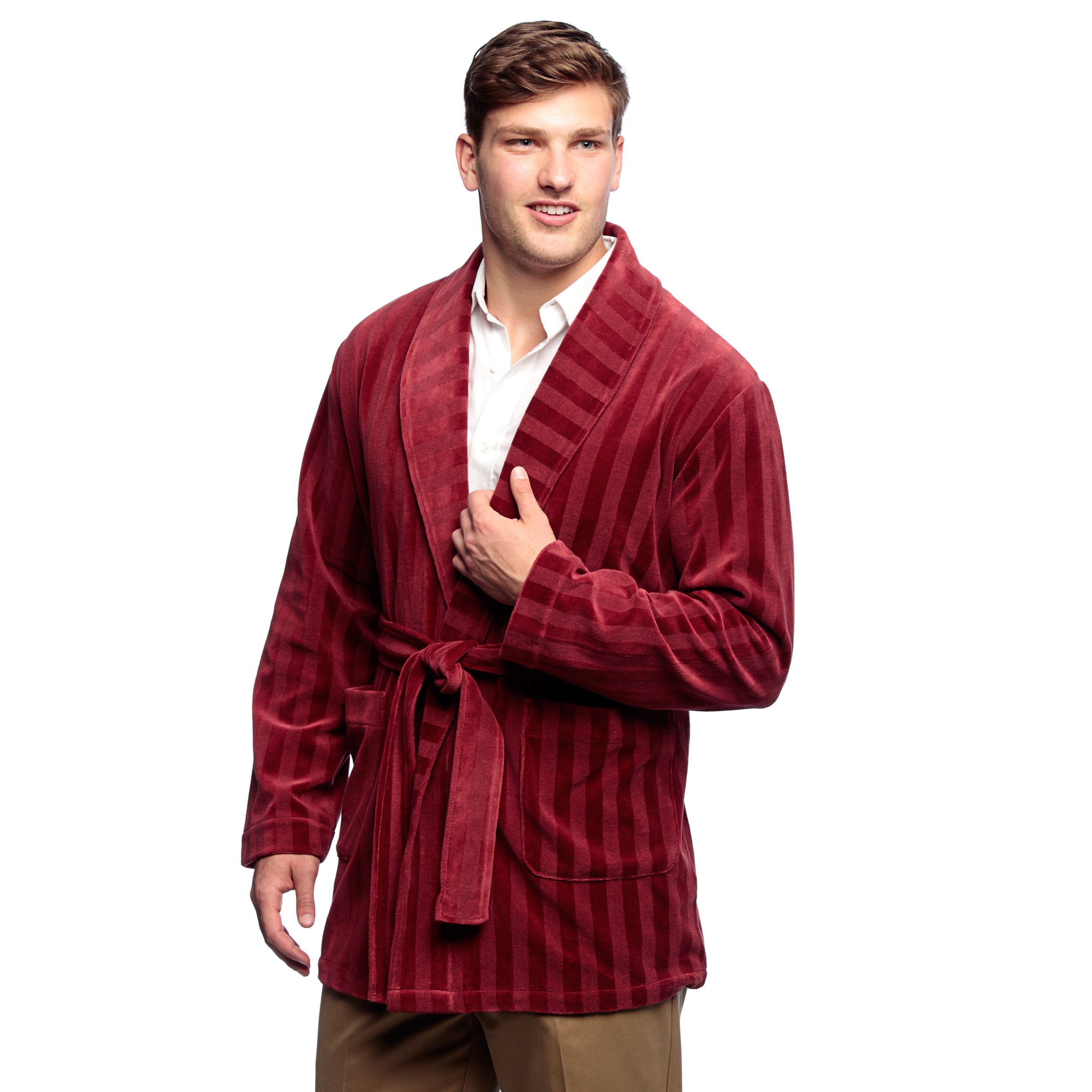 Mens Rouge Knit Velour Smoking Jacket