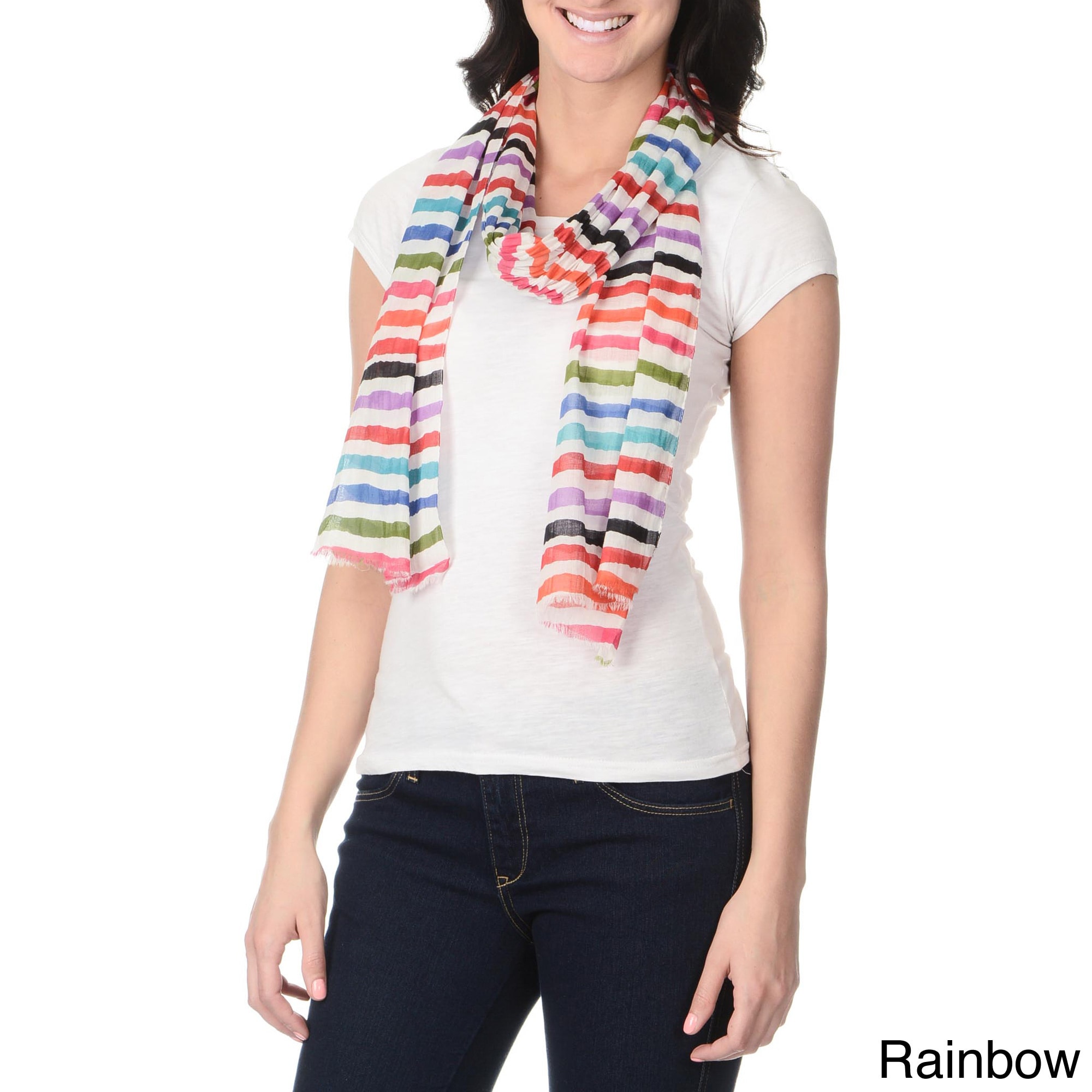 Identity By Magid Womens Multicolor Stripes Lightweight Scarf