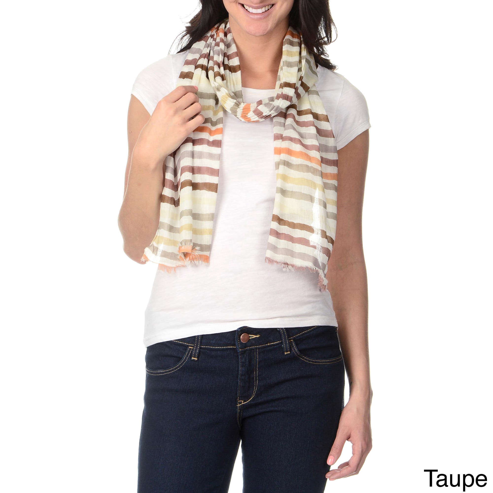 Identity By Magid Womens Multicolor Stripes Lightweight Scarf